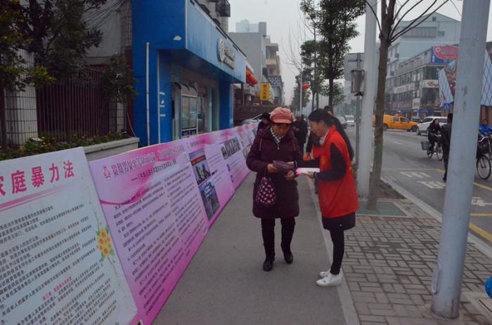 巾帼志愿者现场为路人发放《男女平等基本国策》等宣传资料.jpg