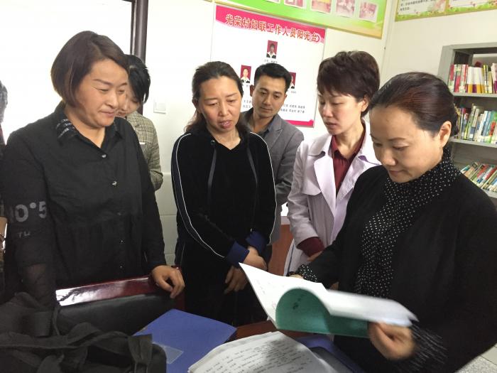 姜欣在武冈市荆竹铺镇光荣村查看妇女工作台账.JPG
